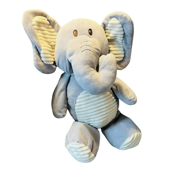 Kellytoy Other - Kellytoy Gray Elephant Plush Rattle Cream Ribbed Velour Baby Toy 20 inch Large
